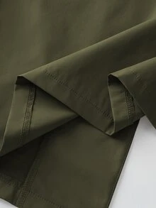 GlowEve CURVE Plus Size Women's Solid Color Lapel Casual Windbreaker Jacket Fall - Army Green - View 9