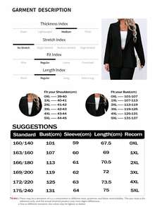 Elenzga Plus Solid Lapel Neck Single Button Blazer & Pants Graduation,Back To School,Teacher Outfits For Women Fall Cloth For Women Autumn - Black - View 8