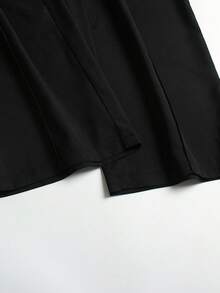 SHEIN LUNE Plus Size Solid Color Straight Suit Pants Graduation,Back To School,Teacher Outfits For Women Winter Fall Autumn - Black - View 5