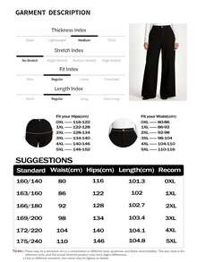 SHEIN LUNE Plus Size Solid Color Straight Suit Pants Graduation,Back To School,Teacher Outfits For Women Winter Fall Autumn - Black - View 6
