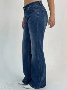Dazy Plus Celana Jeans Slim Fit Flare Leg dengan Saku, Model Skinny Denim Stretch Elegan untuk Musim Gugur - Medium Wash - View 4