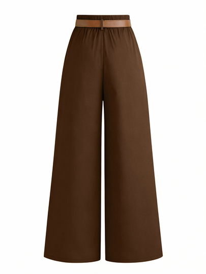 SHEIN Tall CURVE Plus Size TALL Series Women's Minimalist Pleated Straight Leg Pants, Suitable For Commuting