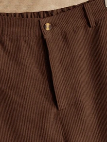 Manfinity RebelGame Men's Plus Size Casual Versatile Solid Color Pants - Brown - View 4