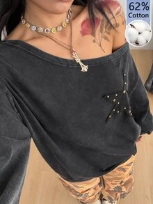 Coolane 女款星星貼花與珠飾裝飾運動衫 - 黑色 - 查看 2