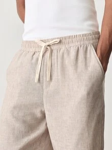 COMVAIL Men's Plus Size Casual Versatile Solid Color Straight Leg Pants - Apricot - View 4