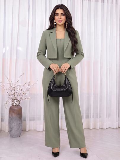 Feyla Women's Solid Color Minimalist Loose Strapless Jumpsuit