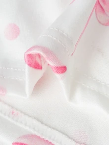 1 Set Tween Girl Pink And White Polka Dot Print Underwear Set, Cute Winter Nighties With Bow Lace Trim Top And Boxer Briefs, Soft Knit Base Layer - Multicolor - View 6