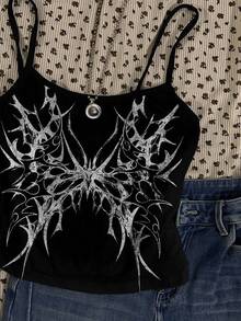 Attitoon Women's Casual Boho Vacation Butterfly Wing Retro Punk Pattern Sexy Camisole,Rave Top Back To School - Multicolor - View 5