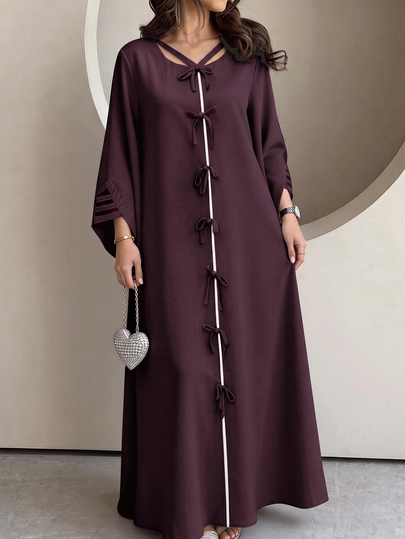 Yasmyna Solid Tie Front Kaftan