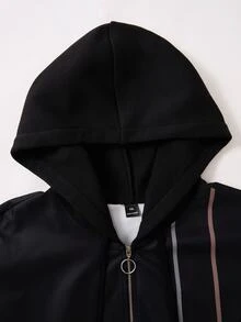 Rusticease Plus Size Women's Color Block Hooded Zip Up Drawstring Jacket And Pants Casual 2 Piece Set Fall Winter 2026 - Multicolor - View 4