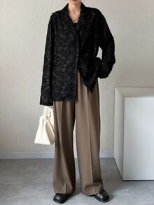 FRIFUL Women's Casual Commuting Solid Color Cutout Blazer Western Outfits For Women - Black - View 3
