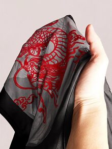 SHEIN ICON 女款性感龍圖案網紗拼接緊身連身衣 - 彩色 - 查看 10