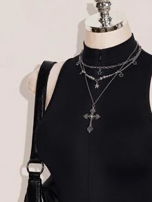 SHEIN ICON 女款性感龍圖案網紗拼接緊身連身衣 - 彩色 - 查看 4