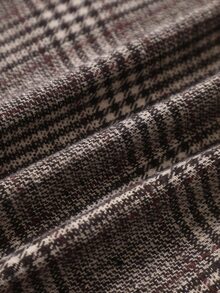 Rometta Plus Size Women's Elegant Vintage Fashion Versatile Plaid Wool High Waist Slim Fit Casual Shorts, Suitable For Daily Outings, Workplace, Commuting, Formal Occasions. (Includes Belt) - Brown - View 3