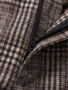 Rometta Plus Size Women's Elegant Vintage Fashion Versatile Plaid Wool High Waist Slim Fit Casual Shorts, Suitable For Daily Outings, Workplace, Commuting, Formal Occasions. (Includes Belt) - Brown - View 6