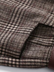 Rometta Plus Size Women's Elegant Vintage Fashion Versatile Plaid Wool High Waist Slim Fit Casual Shorts, Suitable For Daily Outings, Workplace, Commuting, Formal Occasions. (Includes Belt) - Brown - View 7