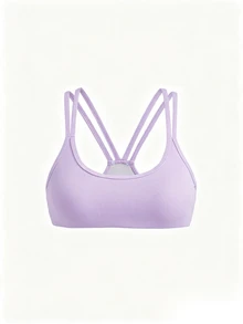 SHEIN Cheerettes Light Support Double Straps Sports Bra - Purple - View 6