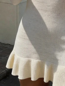 Flora Isola Flora Isola Elegant V-Neck Long Sleeve Spring/Autumn Sweater Dress For Women - Apricot - View 6