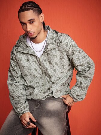 Herren Lässig Kariert Kapuzenpullover, Herbst