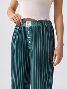 Loungeista Women's Striped Loose Straight Leg Pants - Casual Daily Wear For Spring, Summer, Autumn - Multicolor - View 6