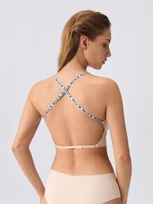 Loungeista Lullawish Women's Solid Color Romantic Lace Patchwork Wireless Bra - Apricot - View 3