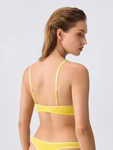 Loungeista 2pcs Set Underwire 1/2 Cup Lift & Gather Minimalist Comfortable High Elasticity High Support Women's Bra Set - Yellow - View 2