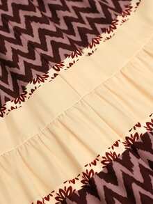 Brillora Women's Vacation Wavy Striped Single-Breasted Casual Long Dress - Brown - View 7