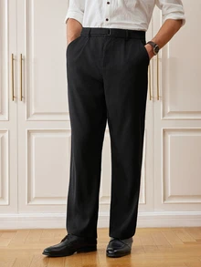 Officeau Men's Casual Slim Fit Dress Pants, Suitable For Spring And Autumn Outdoor Wear - Black - View 4