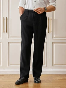 Officeau Men's Casual Slim Fit Dress Pants, Suitable For Spring And Autumn Outdoor Wear - Black - View 1