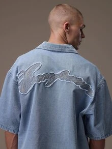 Emperor Men's Fashion Streetwear Single-Breasted Denim Jacket - Baby Blue - View 2