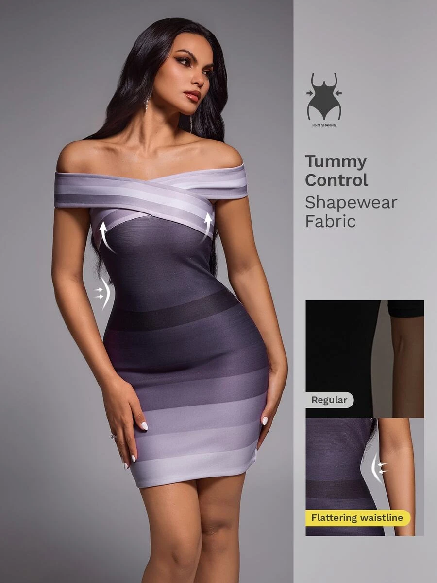Nuvra Gaun Wanita Seksi Slim Fit dengan Warna Gradien - MultiWarna - View 1