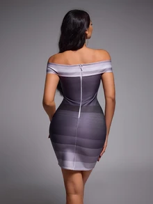 Nuvra Gaun Wanita Seksi Slim Fit dengan Warna Gradien - MultiWarna - View 2