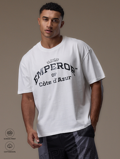 Emperor [100% Cotton] Men's Graphic T Shirt Loose White And Black Sports Loose Pattern T-Shirt City Break Vacation Streetwear Gym Workout Summer Autumn