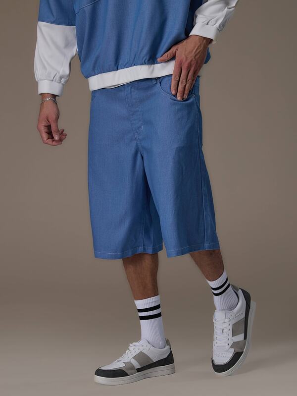 Emperor Men's Loose Bermuda Shorts Oversized Streetwear Shorts Jorts Vacation Summer