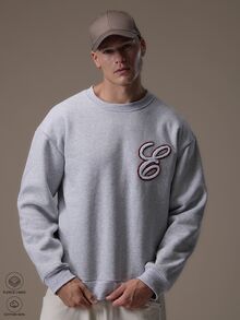 Emperor Men's Summer Loose Fit Grey Floral Print Sweatshirt - Grey - View 1