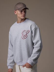 Emperor Men's Summer Loose Fit Grey Floral Print Sweatshirt - Grey - View 4