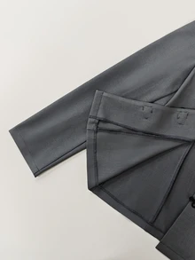 SHEIN Kurbağa Düğmeli Ön Kapanışlı Ceket - Gri - Görünüm 10