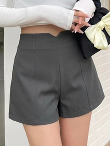 DAZY Women's Solid Color Casual Versatile Zipper Shorts, For Daily Wear And Travel Summer - Dark Grey - View 4