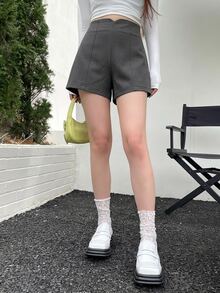 DAZY Women's Solid Color Casual Versatile Zipper Shorts, For Daily Wear And Travel Summer - Dark Grey - View 6