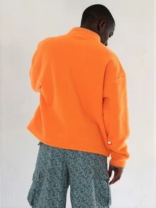 FORM&CHAOS Men's Autumn/Winter Orange Fluorescent Colorblock Trim Zipper Jacket - Burnt Orange - View 2
