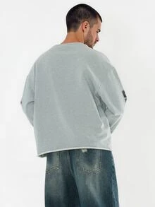 FORM&CHAOS Men's Square Raw Edge Grey Street Print Crew Neck Sweatshirt - Grey - View 2