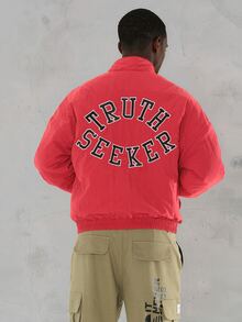 FORM&CHAOS Men's Autumn/Winter Red Embroidered Pullover Jacket - Red - View 2