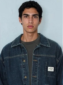 FORM&CHAOS Men's Fashion Versatile Single-Breasted Long Sleeve Denim Jacket - Navy Blue - View 7
