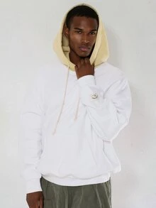 FORM&CHAOS Men's Autumn Yellow Colorblock Light-Colored Heavyweight Hoodie - Multicolor - View 6