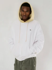 FORM&CHAOS Men's Autumn Yellow Colorblock Light-Colored Heavyweight Hoodie - Multicolor - View 3
