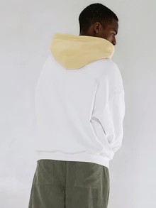 FORM&CHAOS Men's Autumn Yellow Colorblock Light-Colored Heavyweight Hoodie - Multicolor - View 2