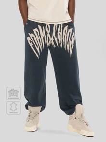 FORM&CHAOS Men's Autumn Navy Blue Loose Sweatpants Street Print Long Pants - Navy Blue - View 5