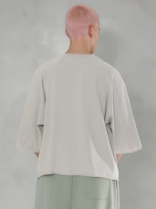 FORM&CHAOS Men's Summer Vintage Wide Sleeve Washed Loose Raglan Sleeve T-Shirt - Grey - View 2