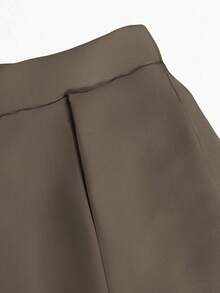 EMERY ROSE A-Line Solid Color High Waist Skirt Maxi Women - Khaki - View 3