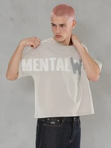 FORM&CHAOS [100% Cotton]Men's Vintage Washed Graphic T-Shirt - Streetwear Heavyweight Short Sleeve Tee, Retro Loose Fit Casual Tops - Beige - View 3